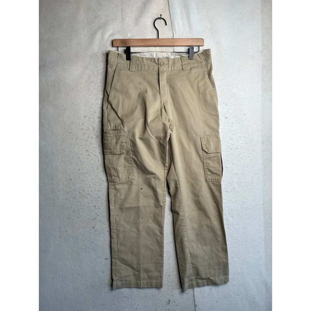 Dickies Flex Regular Straight Cargo Pants Mens 32x27 Khaki Tan Workwear 6422